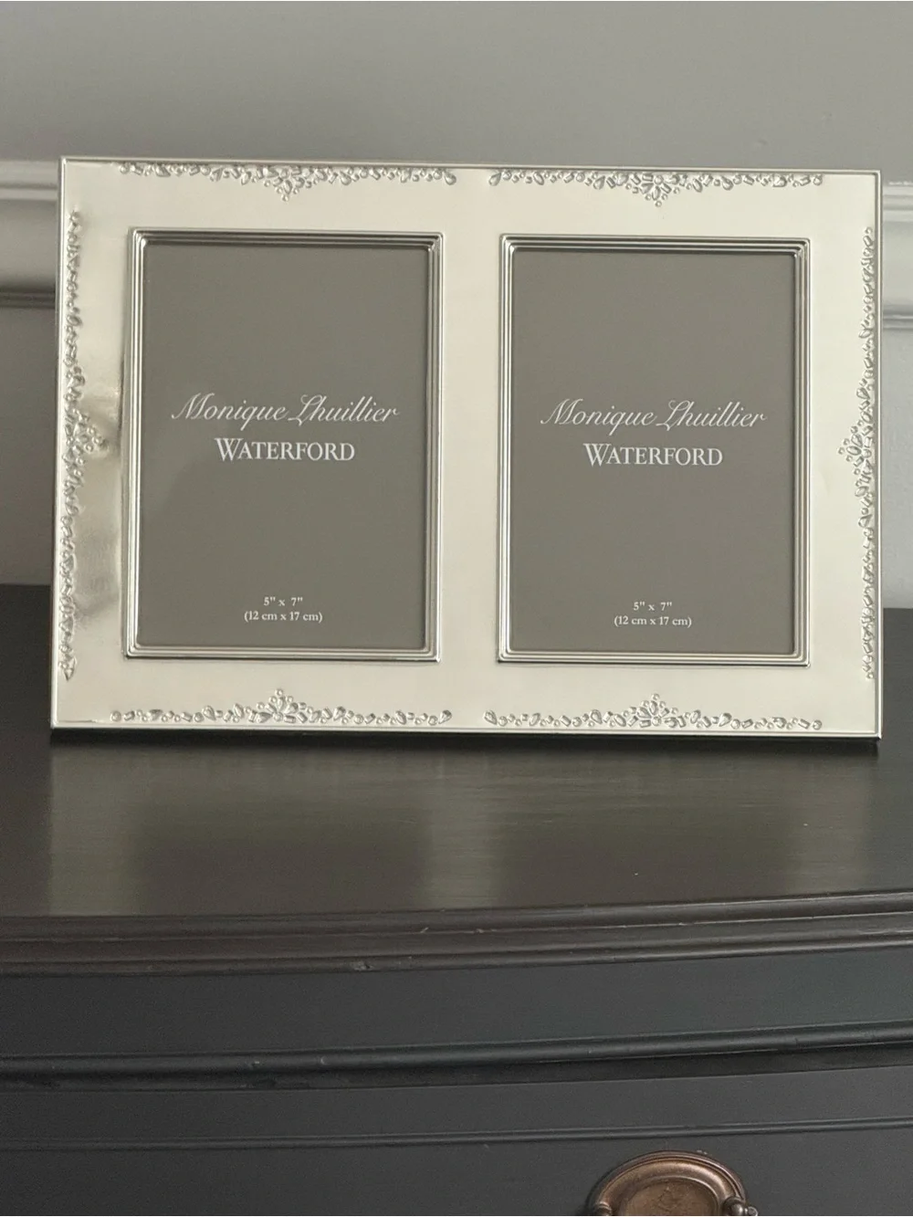 Waterford Silver-Tone Double Picture Frame with Floral Accents